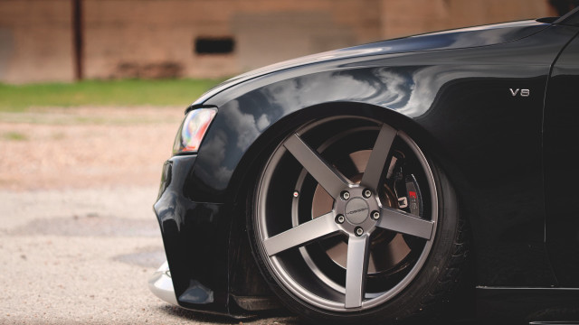 Black car black rim parking free wallpaper for desktop - medium preview image