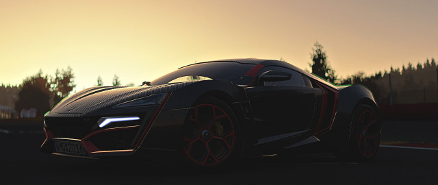 Black sports car sunset red free wallpaper for desktop - medium preview image