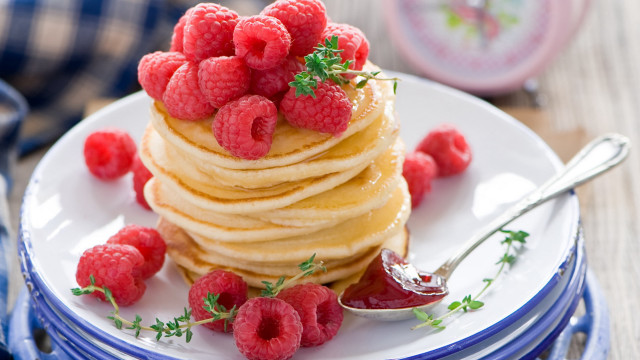 Pancakes raspberries berry rococo dessert free wallpaper for desktop - medium preview image