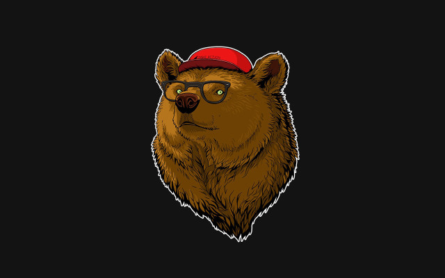 Bear redhat glasses character portrait free wallpaper for desktop - medium preview image