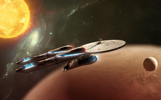 Space ship planet sky sun free wallpaper for desktop - medium preview image