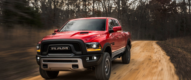 Red ram truck dirt road free wallpaper for desktop - medium preview image