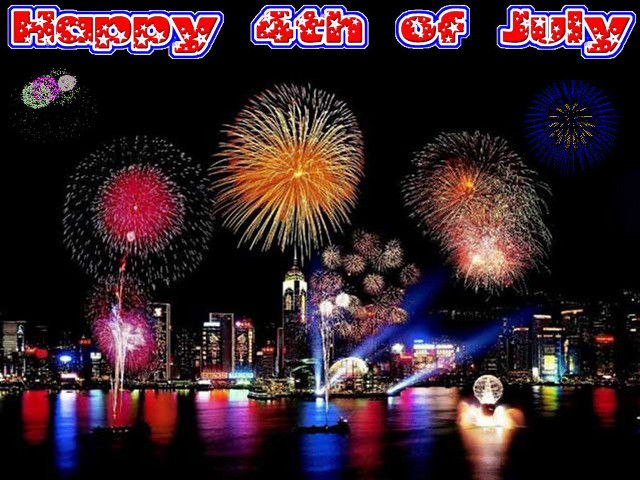 Fireworks city skyline water display free wallpaper for desktop - medium preview image