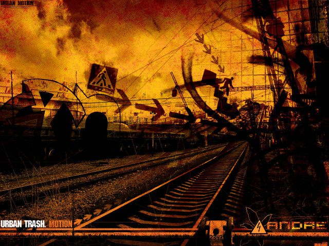 Traintrack redsky yellowsky cityscape sunset free wallpaper for desktop - medium preview image