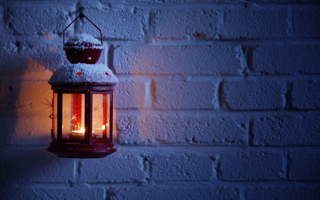 Lantern candle brick wall ambient free wallpaper for desktop - medium preview image