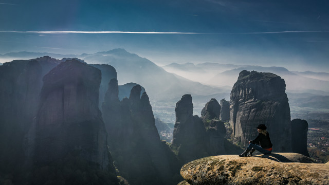 Mountain valley cliff rock sky free wallpaper for desktop - medium preview image