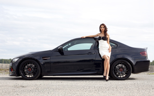 Woman car leaning dress luxury free wallpaper for desktop - medium preview image