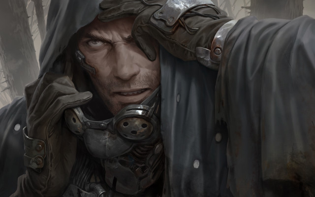 Man hooded jacket gun serious free wallpaper for desktop - medium preview image