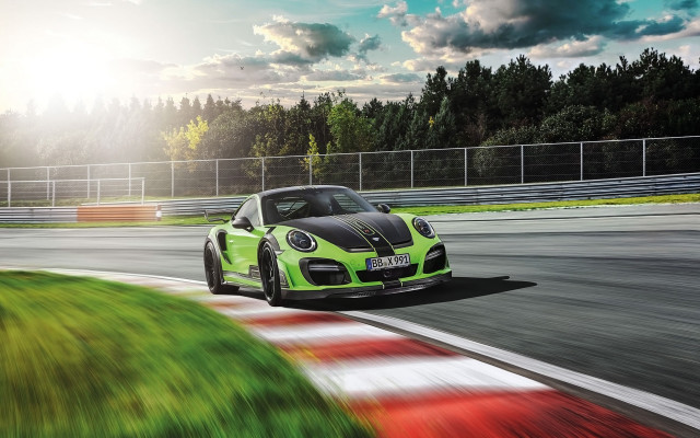 Green sports car race track #9 free wallpaper for desktop - medium preview image