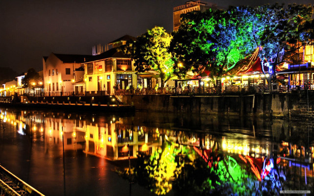 River buildings night lights reflection #2 free wallpaper for desktop - medium preview image
