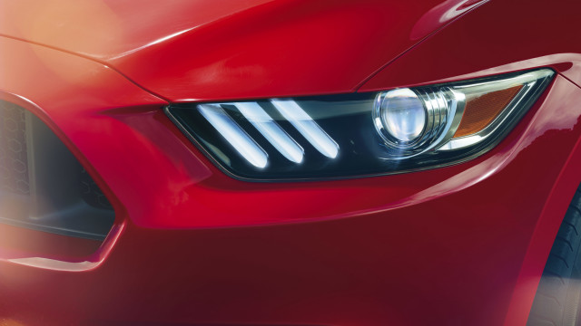 Red mustang headlight street background free wallpaper for desktop - medium preview image