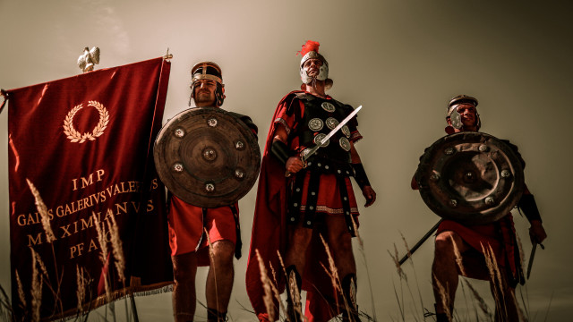 Roman armor shield flag banner free wallpaper for desktop - medium preview image