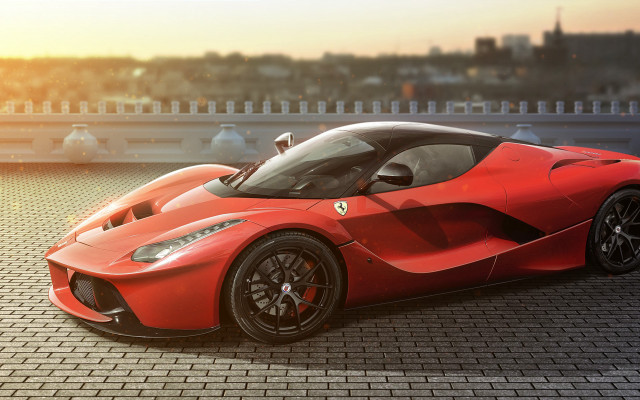 Red sports car brick road #13 free wallpaper for desktop - medium preview image