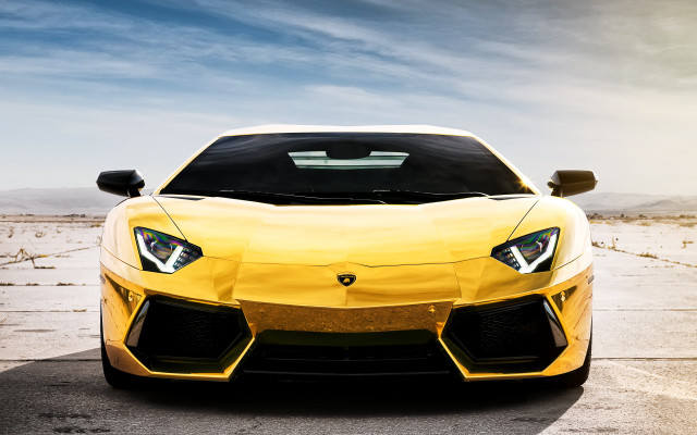 Yellow sports car parking lot #18 free wallpaper for desktop - medium preview image