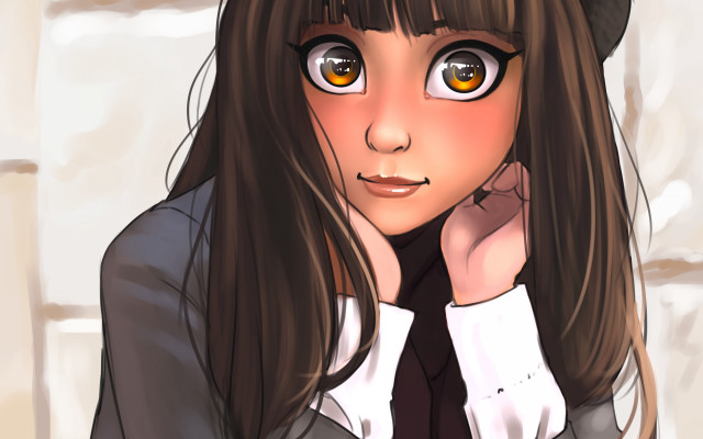 Serious girl hat longhair anime free wallpaper for desktop - medium preview image