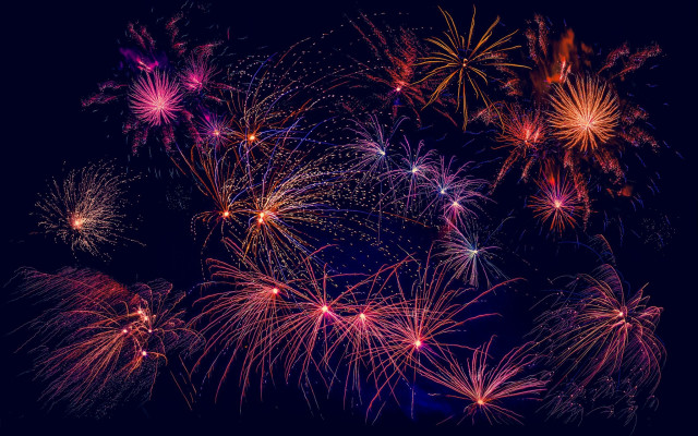 Fireworks night sky cityscape festival free wallpaper for desktop - medium preview image
