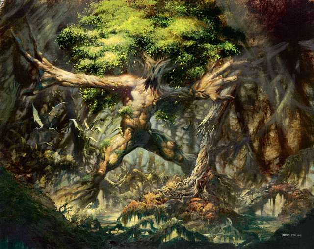 Man forest painting trees animals free wallpaper for desktop - medium preview image