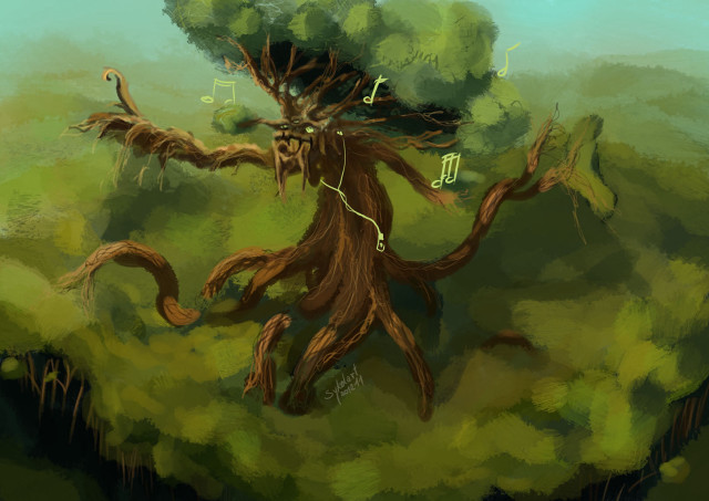 Tree musical notes forest branch free wallpaper for desktop - medium preview image