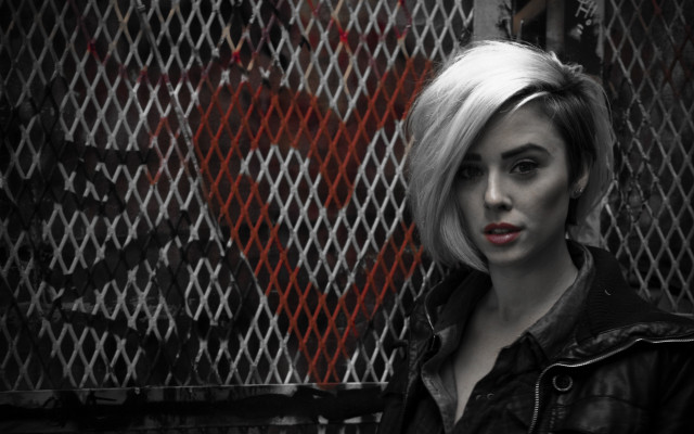 White haired woman graffiti wall free wallpaper for desktop - medium preview image