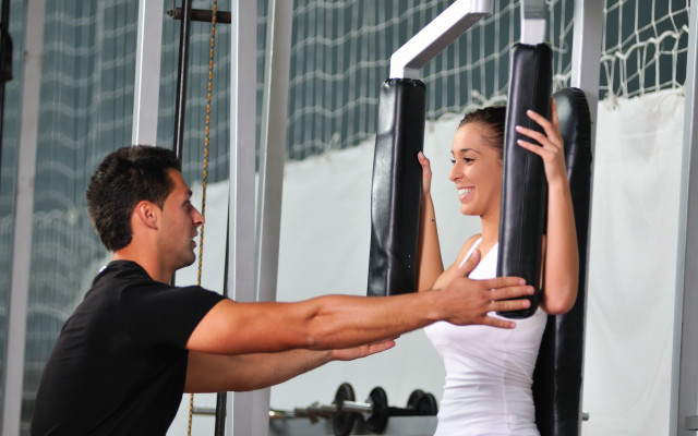 Man woman pullups gym barbell free wallpaper for desktop - medium preview image