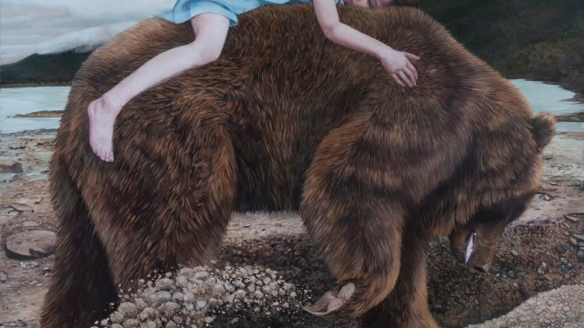 Woman bear rock large brown free wallpaper for desktop - medium preview image