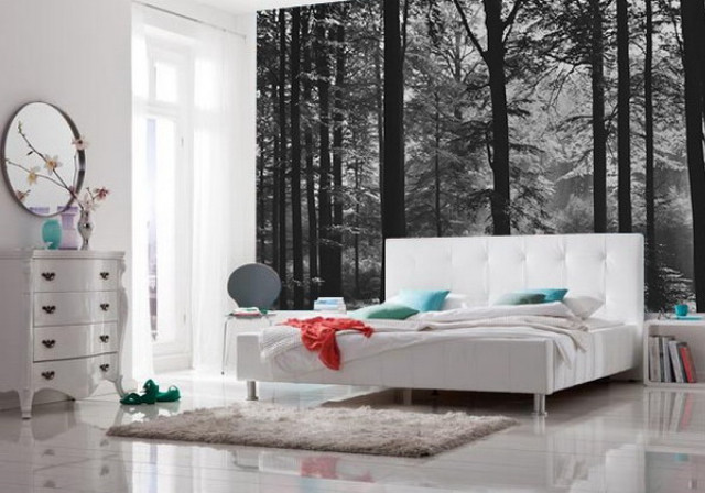 Bedroom wall mural trees bed #2 free wallpaper for desktop - medium preview image