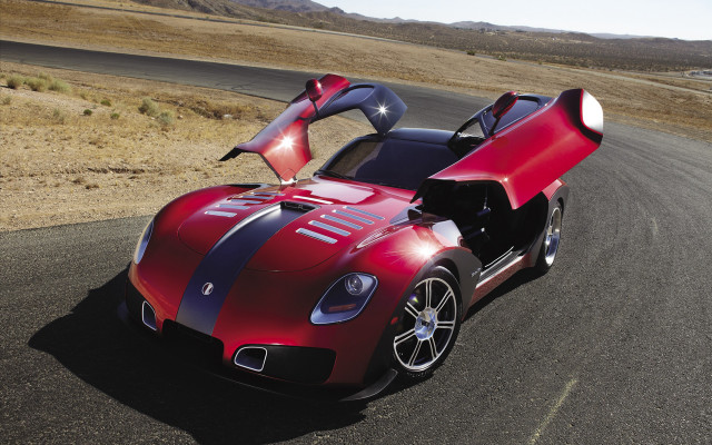 Red sports car desert road #3 free wallpaper for desktop - medium preview image
