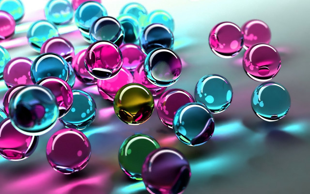Colorful balls floating table photorealism free wallpaper for desktop - medium preview image