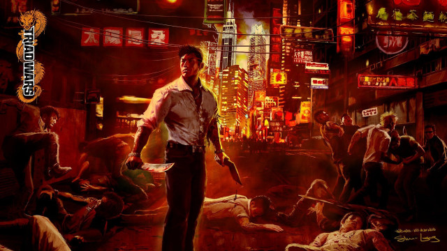 Man knife crowded city night free wallpaper for desktop - medium preview image