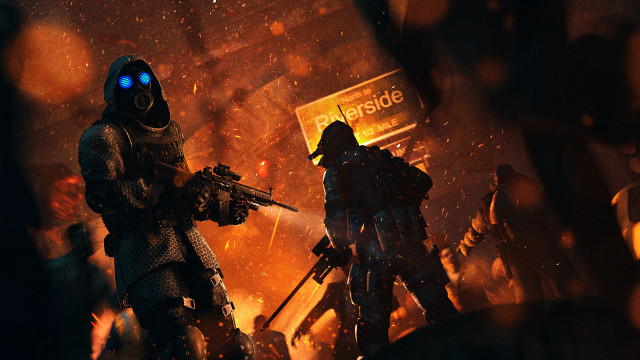 Fire battle dusk embers sparks free wallpaper for desktop - medium preview image