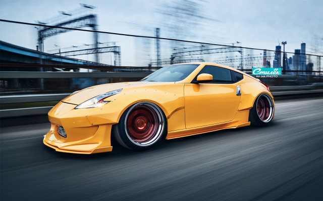 Yellow sports car driving power free wallpaper for desktop - medium preview image