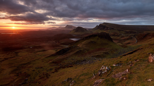 Mountain range sunset clouds dramatic free wallpaper for desktop - medium preview image