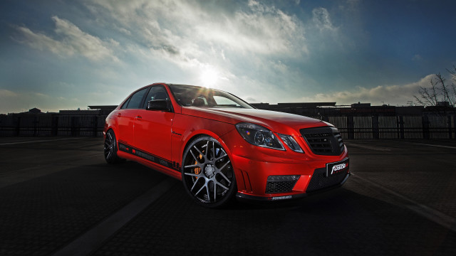 Red car sunlight clouds rimlighting free wallpaper for desktop - medium preview image