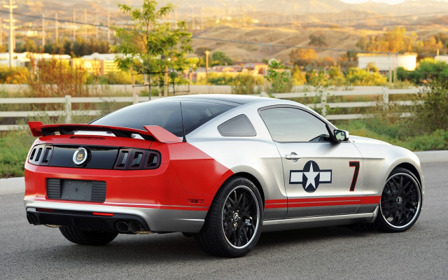 Mustang red silver mountain road free wallpaper for desktop - medium preview image