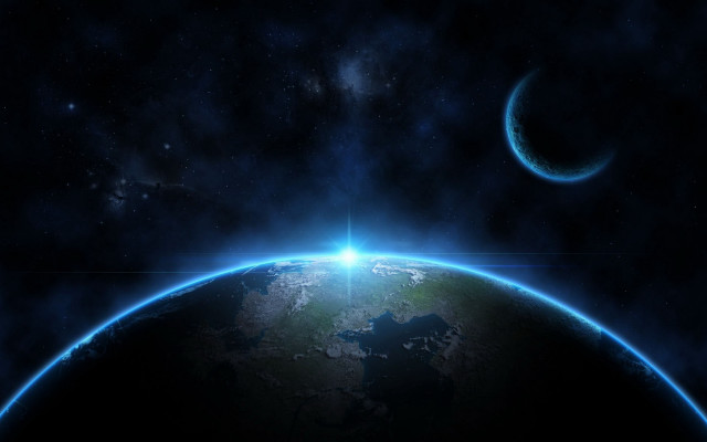 Earth space starry night moonlight free wallpaper for desktop - medium preview image