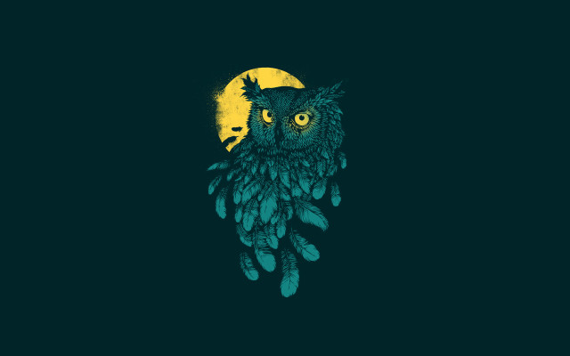 Owl moon green background pop free wallpaper for desktop - medium preview image