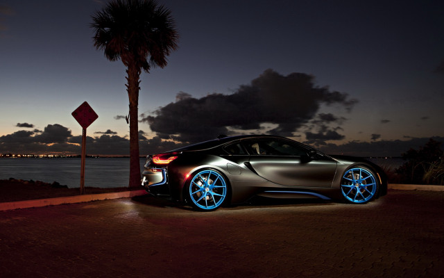 Car palm night hologram sky free wallpaper for desktop - medium preview image