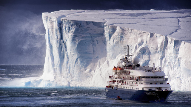 Large boat iceberg ocean ecological free wallpaper for desktop - medium preview image