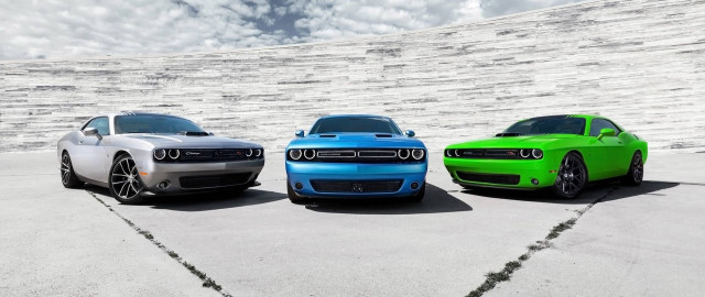 Three colored cars white brick free wallpaper for desktop - medium preview image