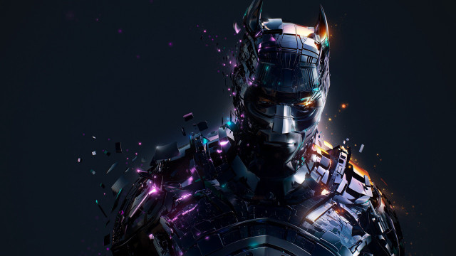 Man suit bat mask glowing free wallpaper for desktop - medium preview image