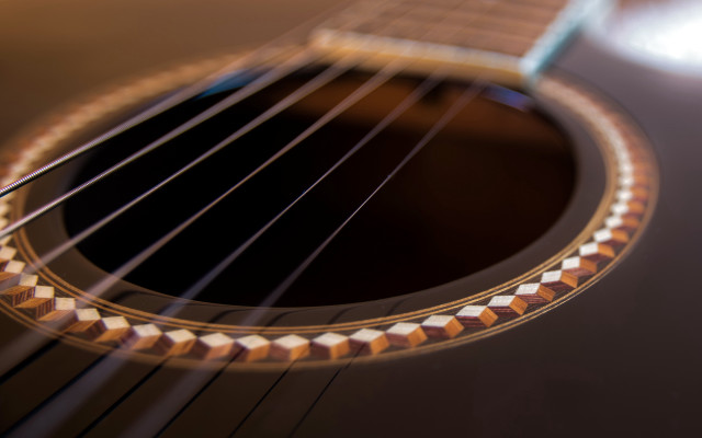 Guitar strings closeup tiltshift folkart free wallpaper for desktop - medium preview image