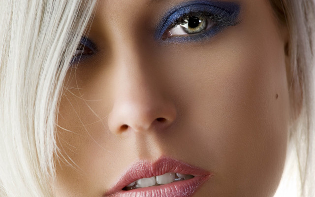 Woman blue makeup white hair #2 free wallpaper for desktop - medium preview image