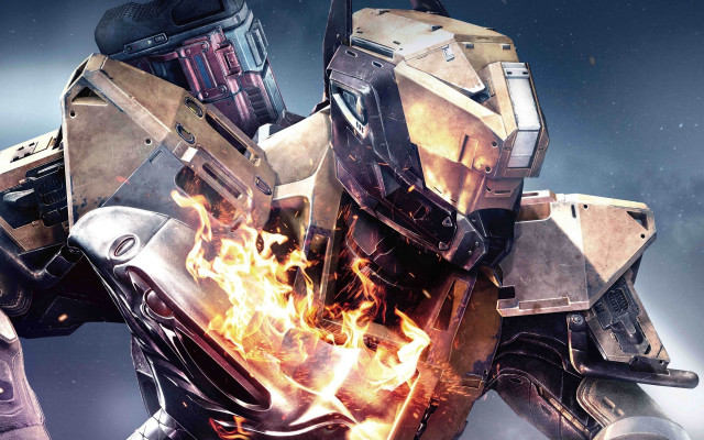 Robot flame helmet gun alien free wallpaper for desktop - medium preview image