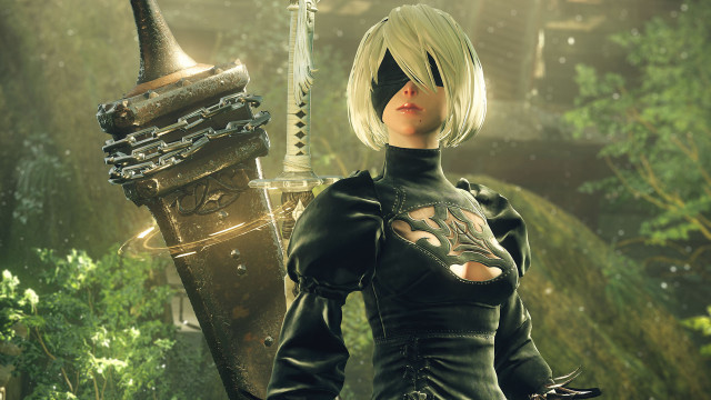 Nier automata robot sword forest free wallpaper for desktop - medium preview image