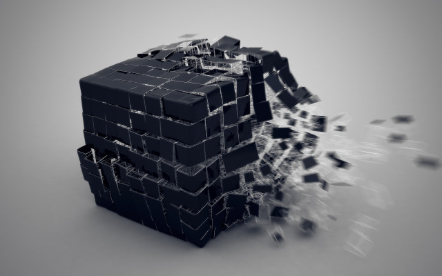 Black cube broken pieces gradient free wallpaper for desktop - medium preview image