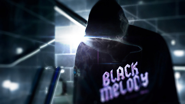 Hooded person neon light black free wallpaper for desktop - medium preview image