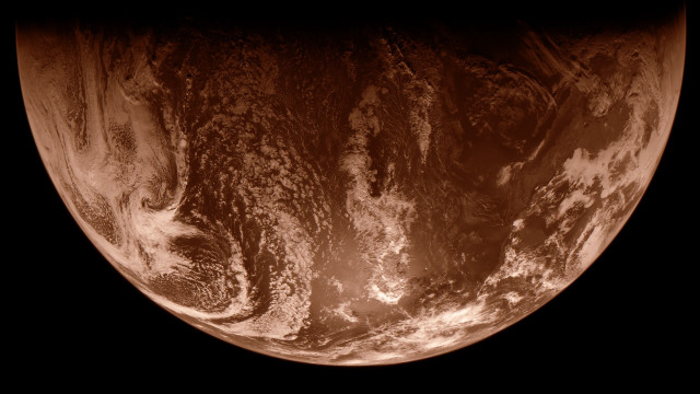 Planet moon clouds brown sky free wallpaper for desktop - medium preview image