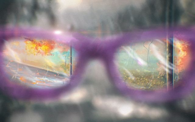 Purple glasses landscape reflection impressionism free wallpaper for desktop - medium preview image