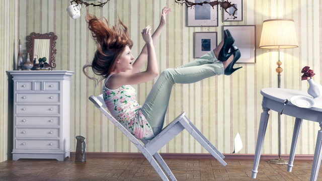 Woman chair legs up shock free wallpaper for desktop - medium preview image