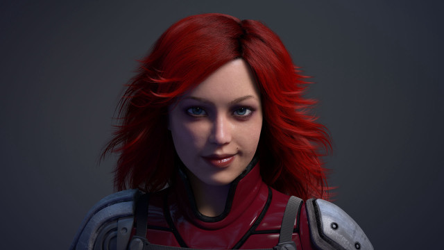 Eve rider red hair helmet free wallpaper for desktop - medium preview image